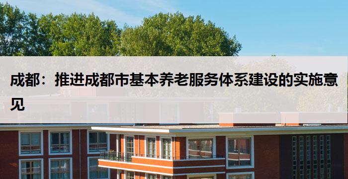 成都：推进成都市基本养老服务体系建设的实施意见