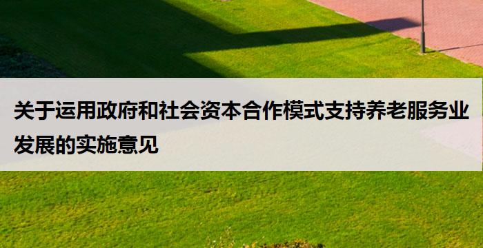 关于运用政府和社会资本合作模式支持养老服务业发展的实施意见