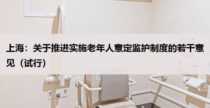 上海：关于推进实施老年人意定监护制度的若干意见（试行）