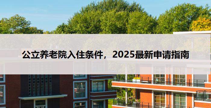 公立养老院入住条件，2025最新申请指南