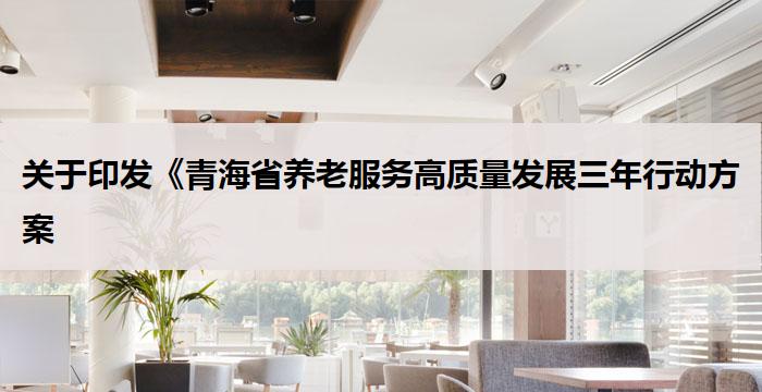 关于印发《青海省养老服务高质量发展三年行动方案(2024—2026年)》的通知