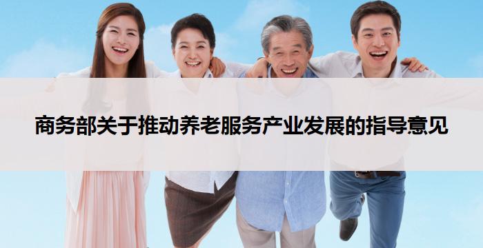 商务部关于推动养老服务产业发展的指导意见