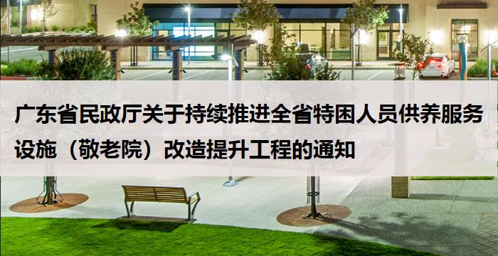 广东省民政厅关于持续推进全省特困人员供养服务设施（敬老院）改造提升工程的通知