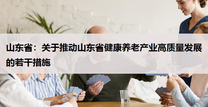 山东省：关于推动山东省健康养老产业高质量发展的若干措施