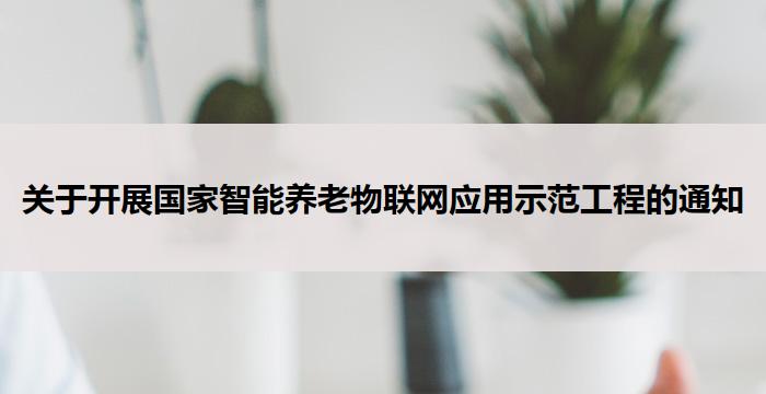 关于开展国家智能养老物联网应用示范工程的通知