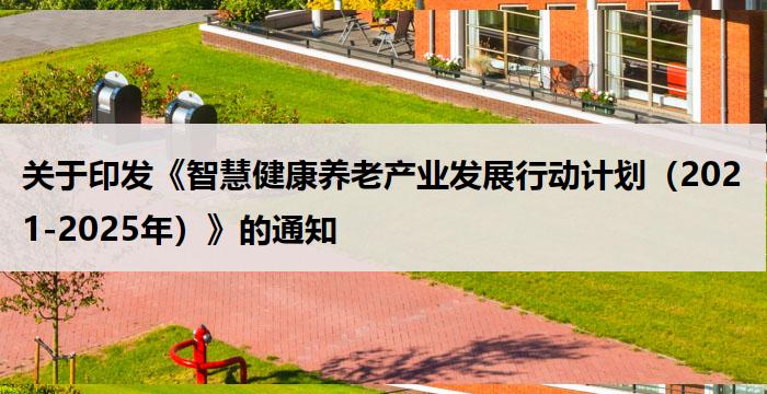 关于印发《智慧健康养老产业发展行动计划(2021-2025年)》的通知