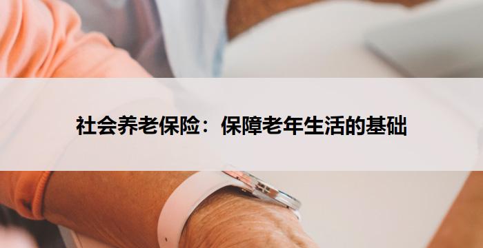 社会养老保险：保障老年生活的基础