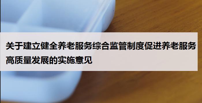 关于建立健全养老服务综合监管制度促进养老服务高质量发展的实施意见
