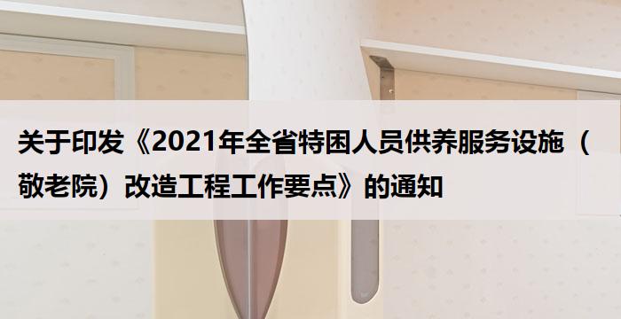 关于印发《2021年全省特困人员供养服务设施(敬老院)改造工程工作要点》的通知