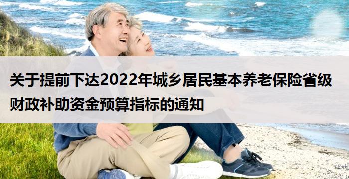关于提前下达2022年城乡居民基本养老保险省级财政补助资金预算指标的通知