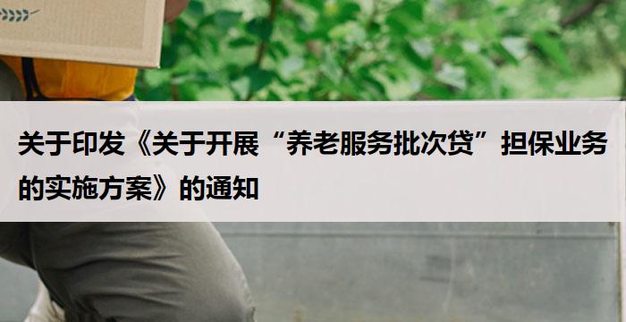 关于印发《关于开展“养老服务批次贷”担保业务的实施方案》的通知