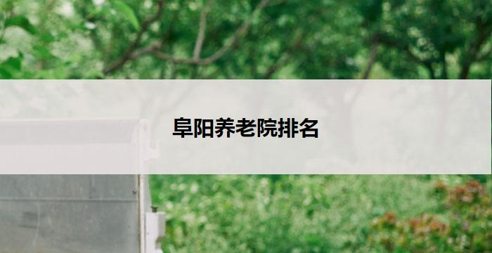 阜阳养老院排名