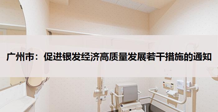 广州市:促进银发经济高质量发展若干措施的通知