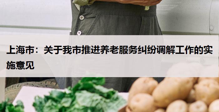 上海市：关于我市推进养老服务纠纷调解工作的实施意见