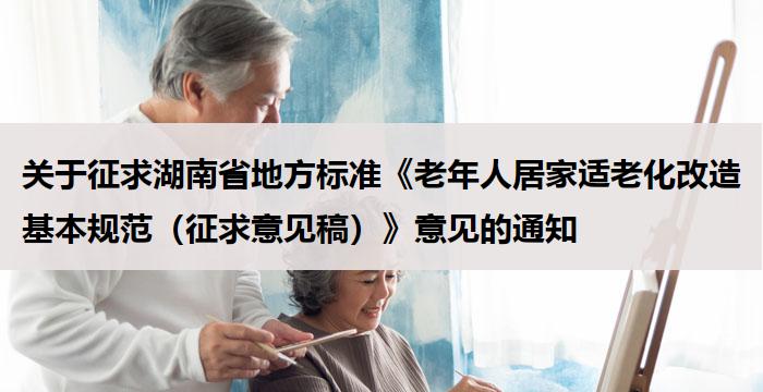 关于征求湖南省地方标准《老年人居家适老化改造基本规范（征求意见稿）》意见的通知