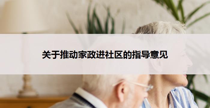 关于推动家政进社区的指导意见