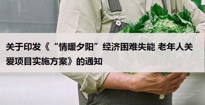 关于印发《“情暖夕阳”经济困难失能 老年人关爱项目实施方案》的通知