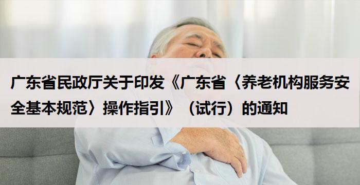 广东省民政厅关于印发《广东省〈养老机构服务安全基本规范〉操作指引》（试行）的通知