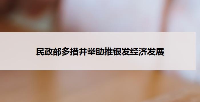 民政部多措并举助推银发经济发展