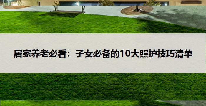 居家养老必看:子女必备的10大照护技巧清单