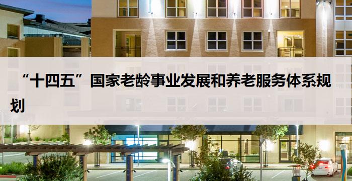  “十四五”国家老龄事业发展和养老服务体系规划