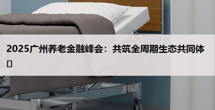2025广州养老金融峰会:共筑全周期生态共同体