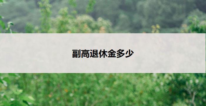 副高退休金多少(副高退休金:多少才合理?)