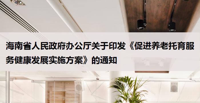 海南省人民政府办公厅关于印发《促进养老托育服务健康发展实施方案》的通知