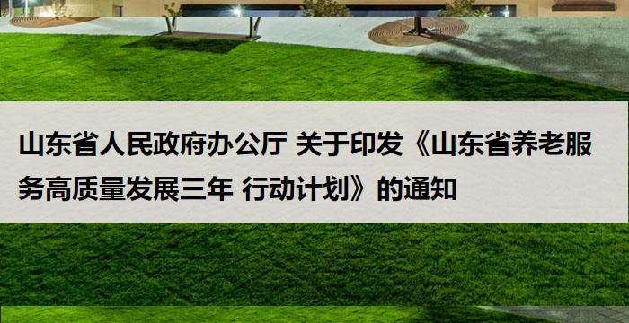 山东省人民政府办公厅 关于印发《山东省养老服务高质量发展三年 行动计划》的通知