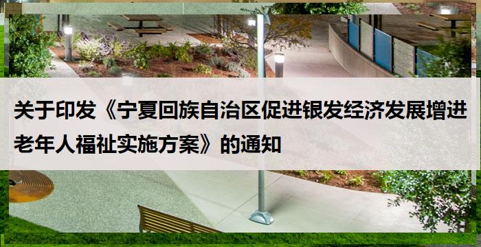 宁夏：《宁夏回族自治区促进银发经济发展增进老年人福祉实施方案》的通知