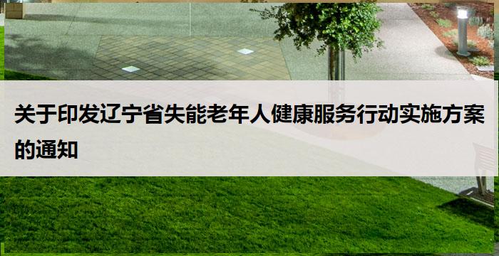 辽宁：印发辽宁省失能老年人健康服务行动实施方案的通知