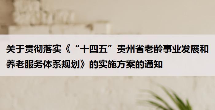 关于贯彻落实《“十四五”贵州省老龄事业发展和养老服务体系规划》的实施方案的通知
