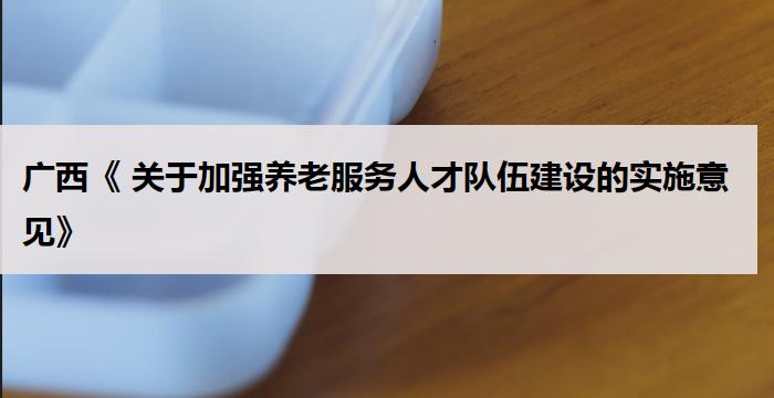 广西《 关于加强养老服务人才队伍建设的实施意见》