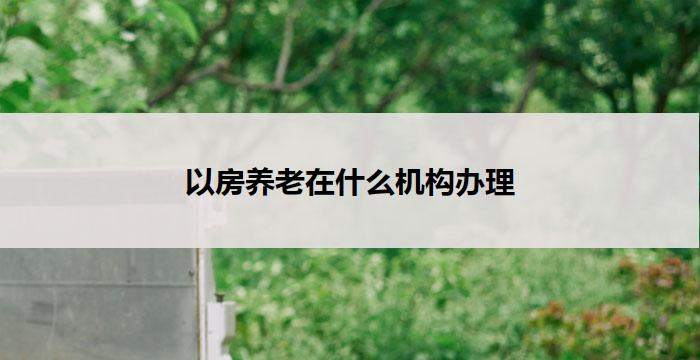 以房养老在什么机构办理