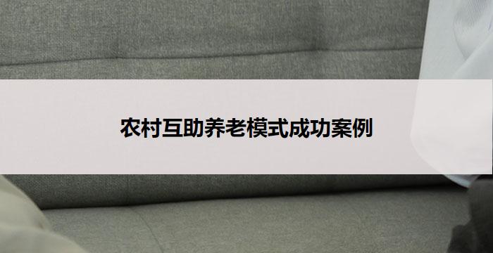 农村互助养老模式成功案例