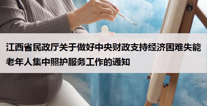 江西省民政厅关于做好中央财政支持经济困难失能老年人集中照护服务工作的通知