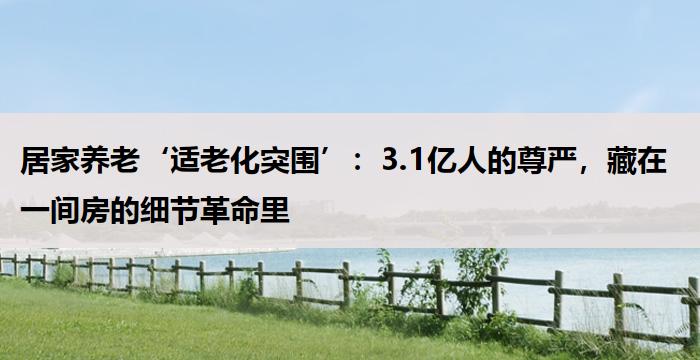 居家养老‘适老化突围’:3.1亿人的尊严,藏在一间房的细节革命里