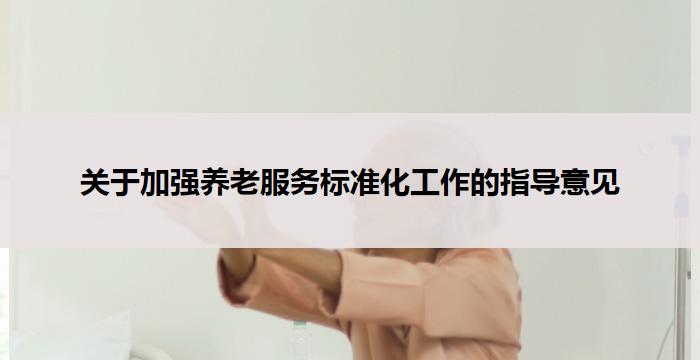 关于加强养老服务标准化工作的指导意见
