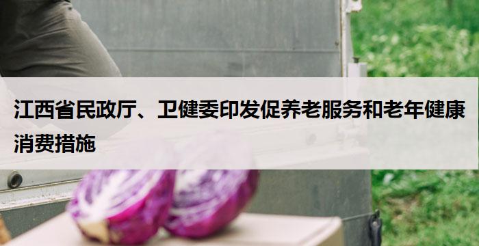 江西省民政厅、卫健委印发促养老服务和老年健康消费措施