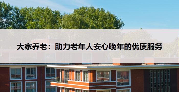 大家养老：助力老年人安心晚年的优质服务