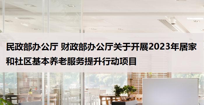 民政部办公厅 财政部办公厅关于开展2023年居家和社区基本养老服务提升行动项目