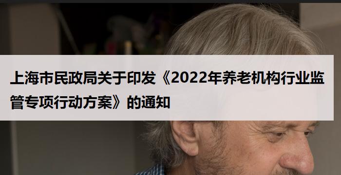 上海市民政局关于印发《2022年养老机构行业监管专项行动方案》的通知