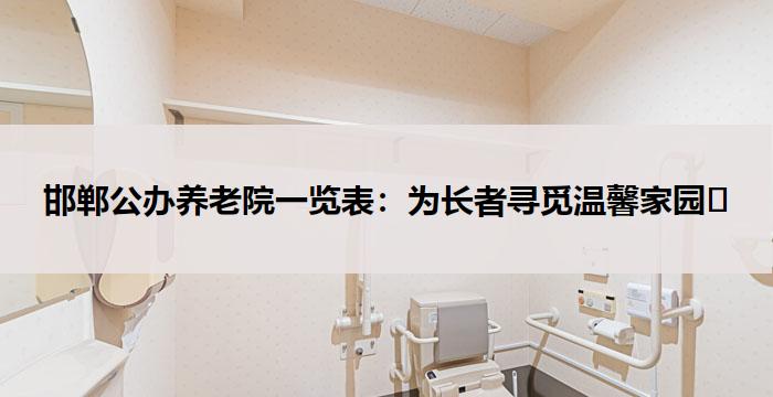 邯郸公办养老院一览表：为长者寻觅温馨家园​
